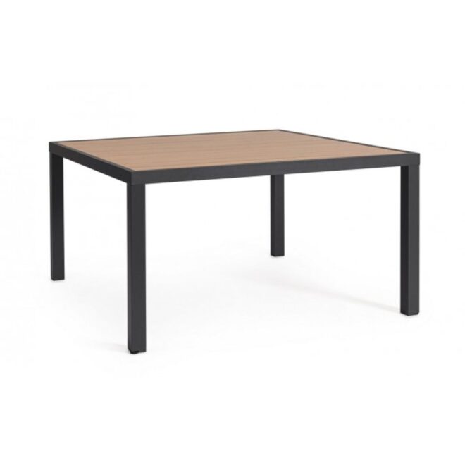 Tavolo fisso HILIJA effetto legno e struttura in alluminio antracite 136x136 cm