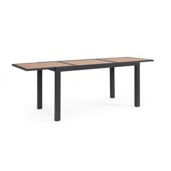 Tavolo allungabile HILIJA effetto legno e struttura in alluminio antracite 140x77 cm - 210x77 cm