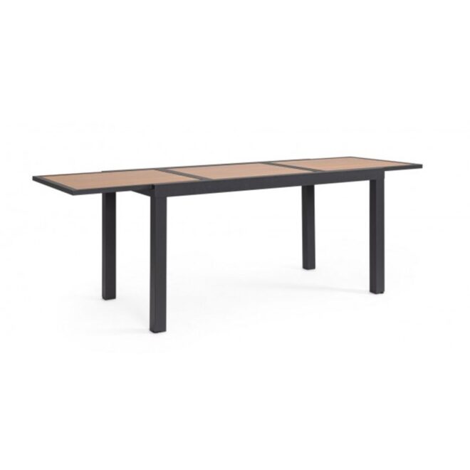 Tavolo allungabile HILIJA effetto legno e struttura in alluminio antracite 140x77 cm - 210x77 cm