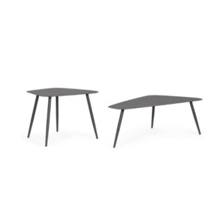 Set di 2 tavolini YVONNE in acciaio antracite