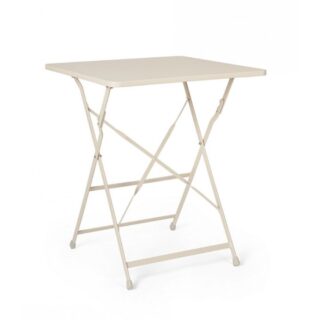 Tavolo YASMIN quadrato in acciaio beige 60 x 60 cm, pieghevole