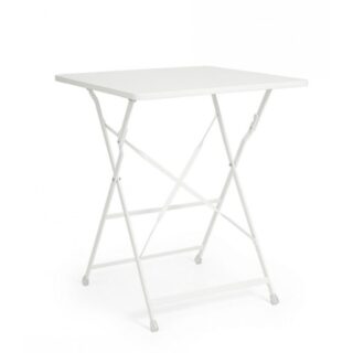 Tavolo YASMIN quadrato in acciaio bianco 60 x 60 cm, pieghevole