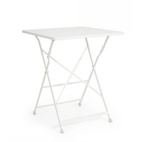 Tavolo YASMIN quadrato in acciaio bianco 60 x 60 cm, pieghevole