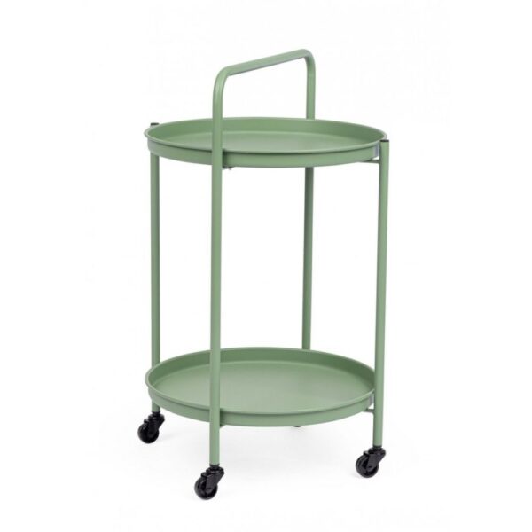 Cart pieghevole AUSTIN in acciaio verde, con vassoio