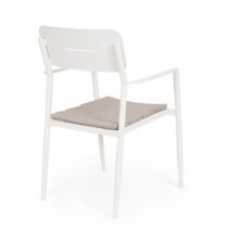 Set di 4 sedie NEBULA in alluminio bianco con cuscino tortora impermeabile