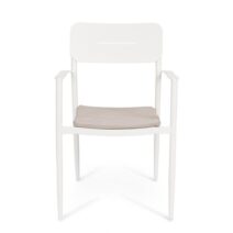 Set di 4 sedie NEBULA in alluminio bianco con cuscino tortora impermeabile