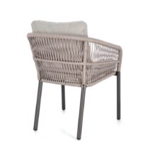Set di 4 poltroncine GALDANA in alluminio antracite con intreccio in corda beige, con braccioli