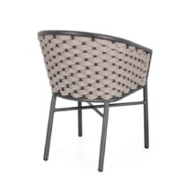 Set di 4 poltroncine MARGALIDA in alluminio antracite con intreccio in corda beige, con braccioli