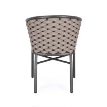 Set di 4 poltroncine MARGALIDA in alluminio antracite con intreccio in corda beige, con braccioli