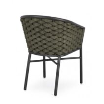 Set di 4 poltroncine MARGALIDA in alluminio antracite con intreccio in corda verde, con braccioli