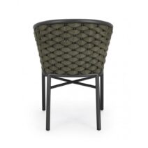 Set di 4 poltroncine MARGALIDA in alluminio antracite con intreccio in corda verde, con braccioli