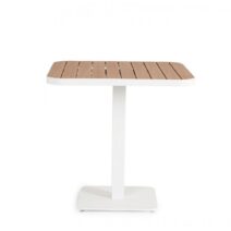 Tavolo BELMAR effetto legno e struttura alluminio bianco 75x75 cm