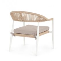 Set di poltrone JANDIA in alluminio bianco e intreccio in fibra sintetica naturale, con braccioli