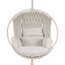 Poltrona sospesa GALAPAGOS in acciaio beige e intrecco in corda beige Ø 105 cm