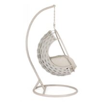 Poltrona sospesa GALAPAGOS in acciaio beige e intrecco in corda beige Ø 105 cm