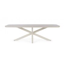 Tavolo fisso ISACCO in pietra naturale e struttura in alluminio beige 240x110 cm