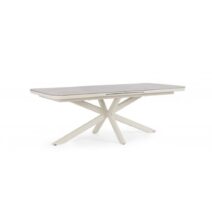 Tavolo allungabile PASCAL in pietra naturale e struttura in alluminio beige 200x100 cm - 260x100 cm
