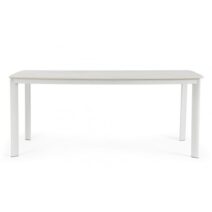 Tavolo fisso ALCORA in pietra naturale e struttura in alluminio bianca 180x90 cm