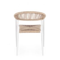 Set di 4 sedie JANDIA in alluminio bianco e fibre intrecciate beige, impilabili