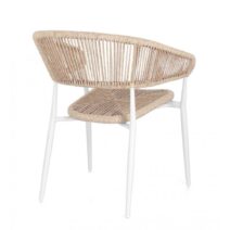 Set di 4 sedie ALGAIDA in alluminio bianco e fibre intrecciate beige, impilabili