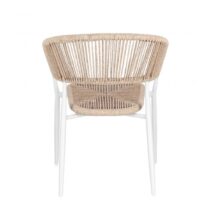 Set di 4 sedie ALGAIDA in alluminio bianco e fibre intrecciate beige, impilabili