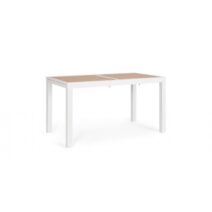 Tavolo allungabile HILIJA effetto legno e struttura in alluminio bianco 140x77 cm - 210x77 cm