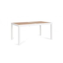 Tavolo allungabile HILIJA effetto legno e struttura in alluminio bianco 160x90 cm - 240x90 cm