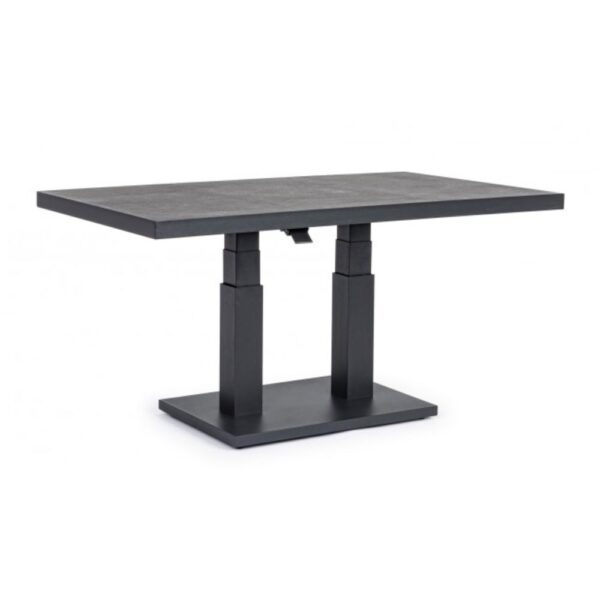 Tavolo TRUMAN in ceramica e struttura antracite con altezza regolabile 140x85x49 cm - 140x85x72 cm