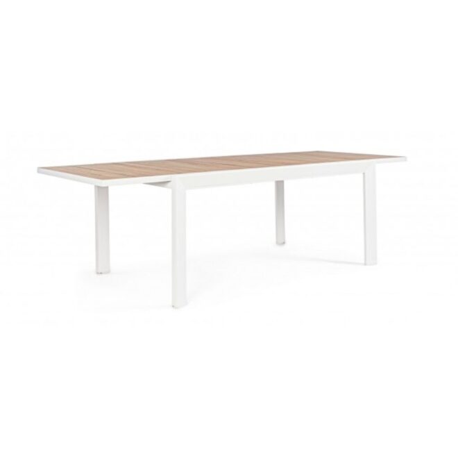 Tavolo allungabile BELMAR effetto legno e struttura in alluminio bianca 160x100 cm - 240x100 cm