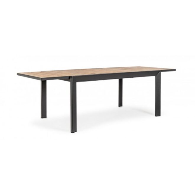 Tavolo allungabile BELMAR effetto legno e struttura in alluminio antracite 160x100 cm - 240x100 cm