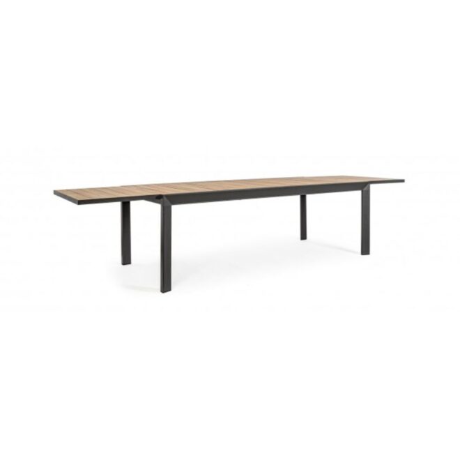 Tavolo allungabile BELMAR effetto legno e struttura in alluminio antracite 220x100 cm - 340x100 cm