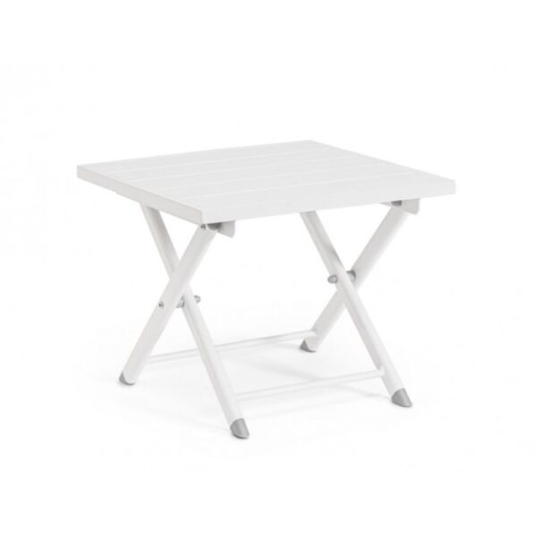 Tavolino TAYLOR in alluminio bianco, pieghevole