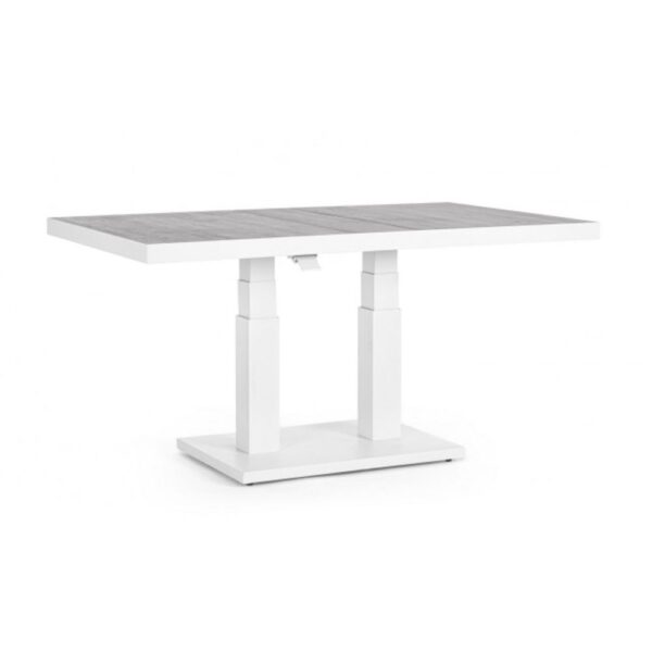 Tavolo TRUMAN in ceramica e struttura bianca con altezza regolabile 140x85x49 cm - 140x85x72 cm