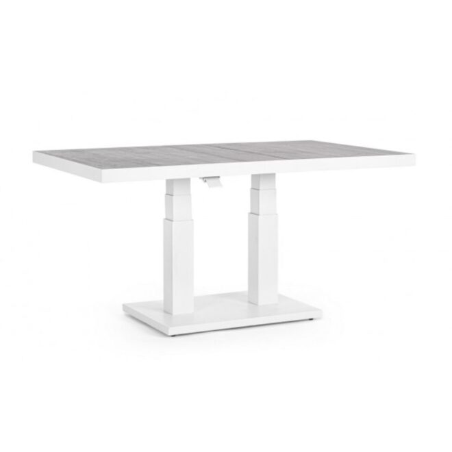 Tavolo TRUMAN in ceramica e struttura bianca con altezza regolabile 140x85x49 cm - 140x85x72 cm