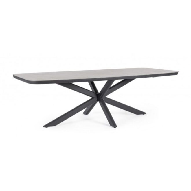 Tavolo fisso ISACCO in pietra naturale e struttura in alluminio antracite 240x110 cm