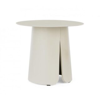 Tavolino rotondo BRYAN in alluminio bianco panna