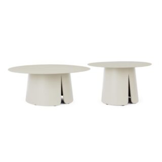Set di 2 tavolini BRYAN in alluminio bianco panna