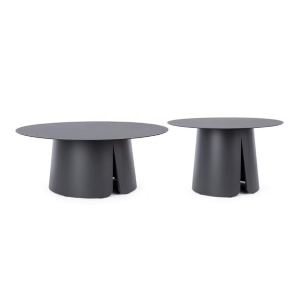 Set di 2 tavolini BRYAN in alluminio bianco panna