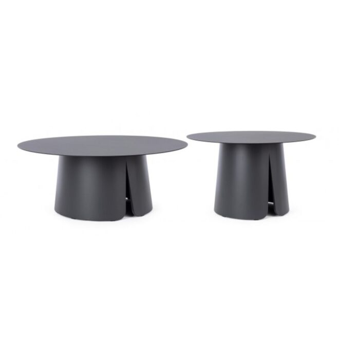 Set di 2 tavolini BRYAN in alluminio bianco panna