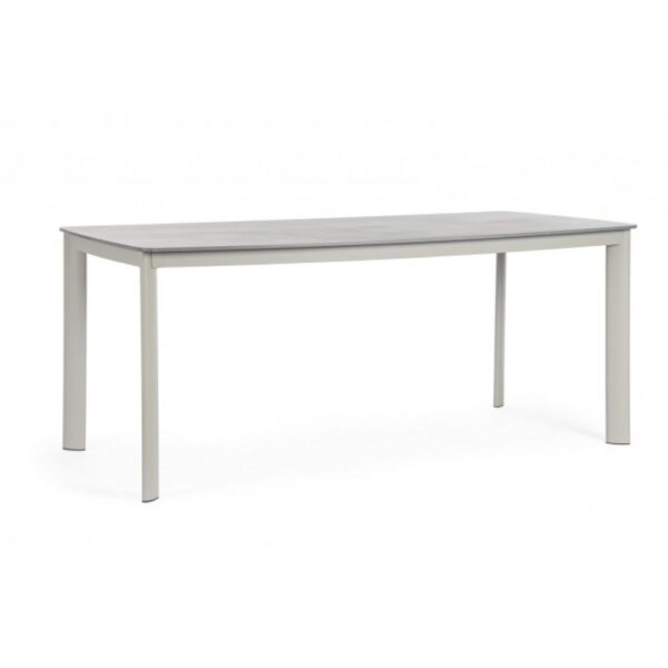 Tavolo fisso ALCORA in pietra naturale e struttura in alluminio beige 180x90 cm