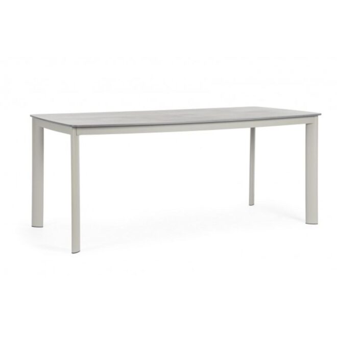 Tavolo fisso ALCORA in pietra naturale e struttura in alluminio beige 180x90 cm