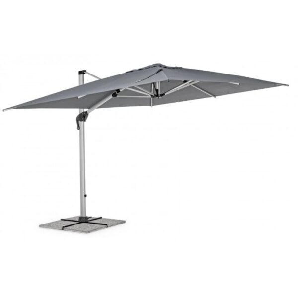 Ombrellone a braccio INES in alluminio anodizzato e telo grigio scuro 3x4