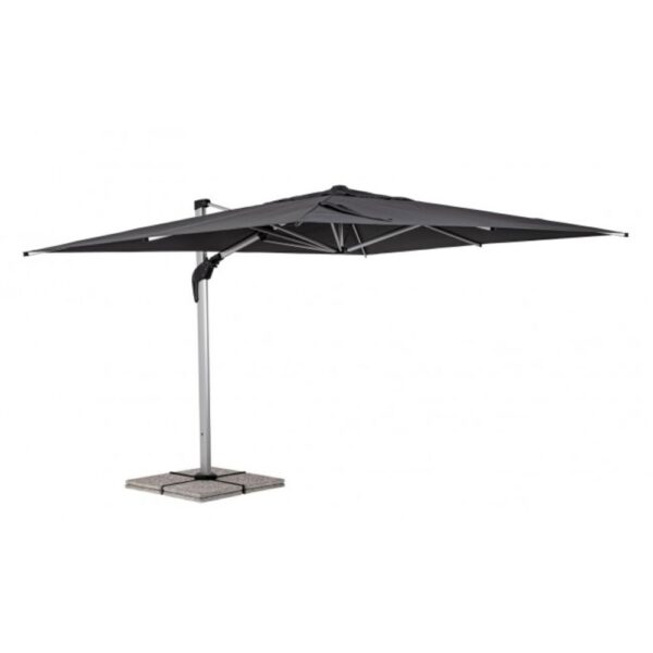 Ombrellone a sospensione ARIES con palo in alluminio anodizzato e telo grigio scuro 3x4