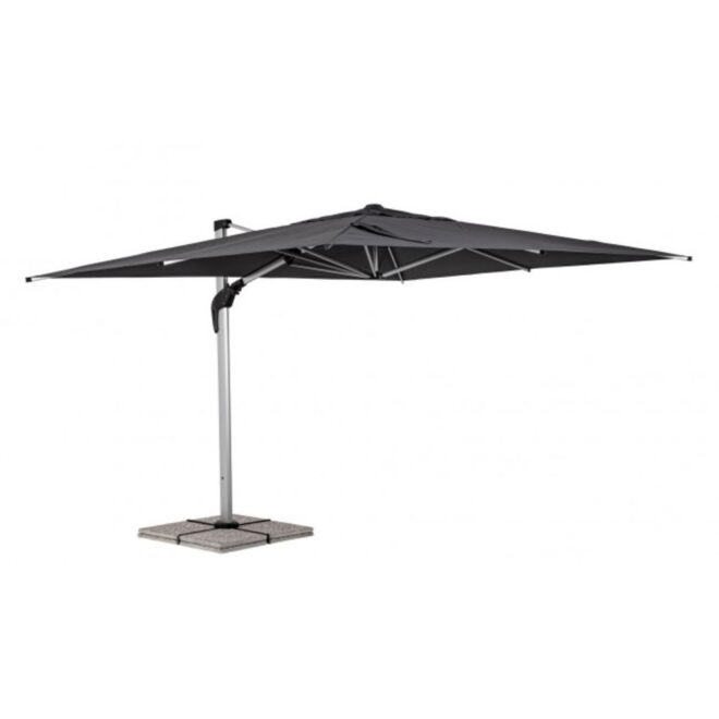 Ombrellone a sospensione ARIES con palo in alluminio anodizzato e telo grigio scuro 3x4