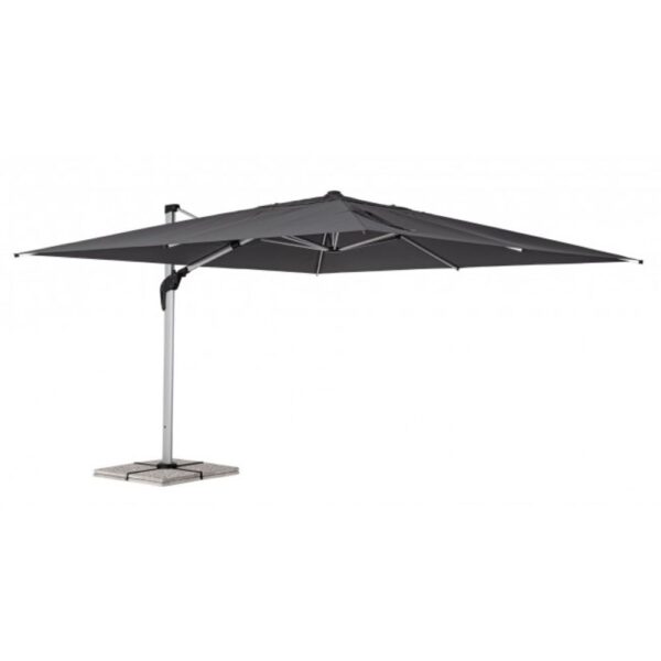 Ombrellone a sospensione ARIES con palo in alluminio anodizzato e telo grigio scuro 4x4