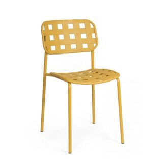 Set di 4 sedie CLOVER in polipropilene giallo e struttura acciaio, impilabile