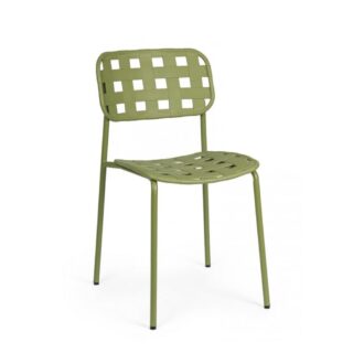 Set di 4 sedie CLOVER in polipropilene verde e struttura acciaio, impilabile