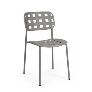 Set di 4 sedie CLOVER in polipropilene grigio e struttura acciaio, impilabile