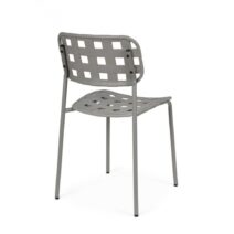 Set di 4 sedie CLOVER in polipropilene grigio e struttura acciaio, impilabile