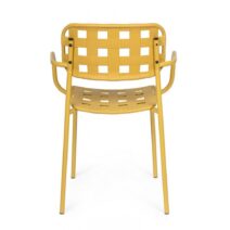 Set di 4 sedie CLOVER in polipropilene giallo e struttura acciaio, con braccioli